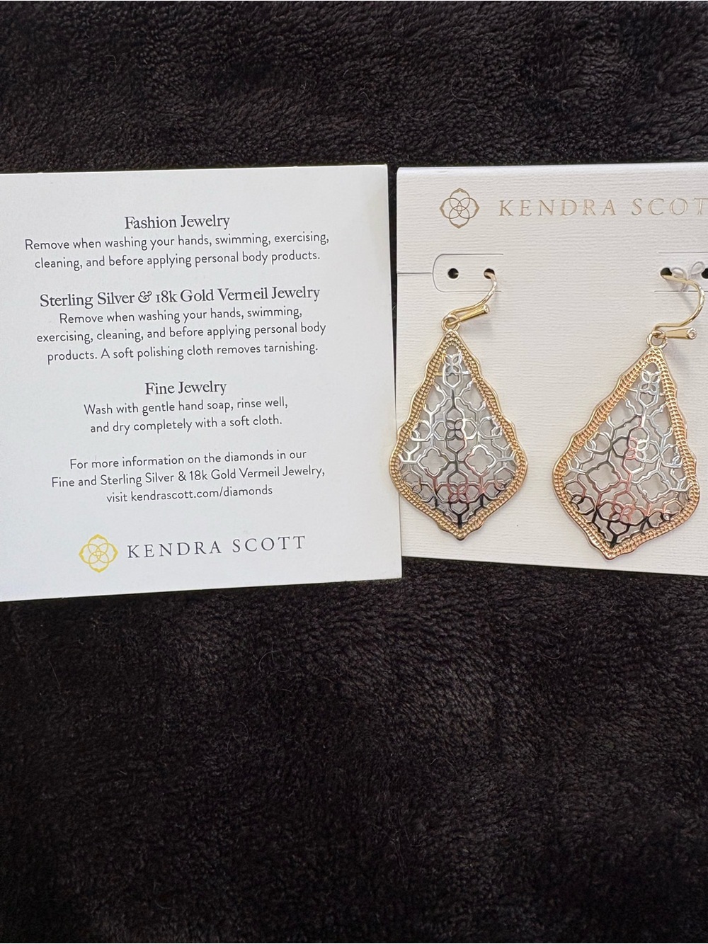 Kendra Scott Two-Tone Gold Frame with Silver Filigree Drop Earrings